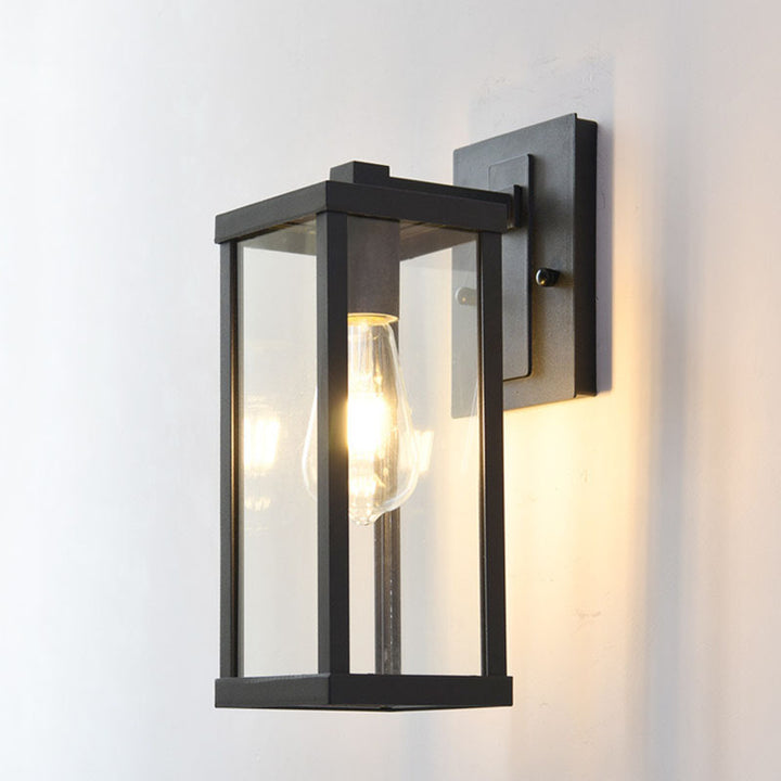 Lámpara Aplique de Pared de Hierro y Vidrio Rectangular Industrial Contemporáneo de 1 Luz para Entrada 