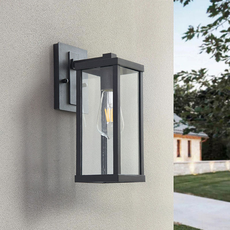 Lámpara Aplique de Pared de Hierro y Vidrio Rectangular Industrial Contemporáneo de 1 Luz para Entrada 