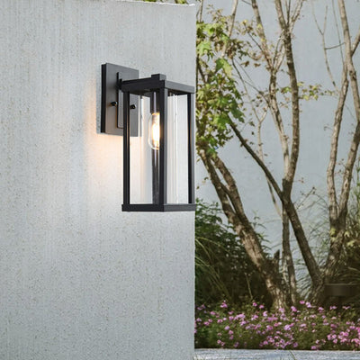 Contemporary Industrial Rectangular Iron Glass 1-Light Wall Sconce Lamp For Entryway