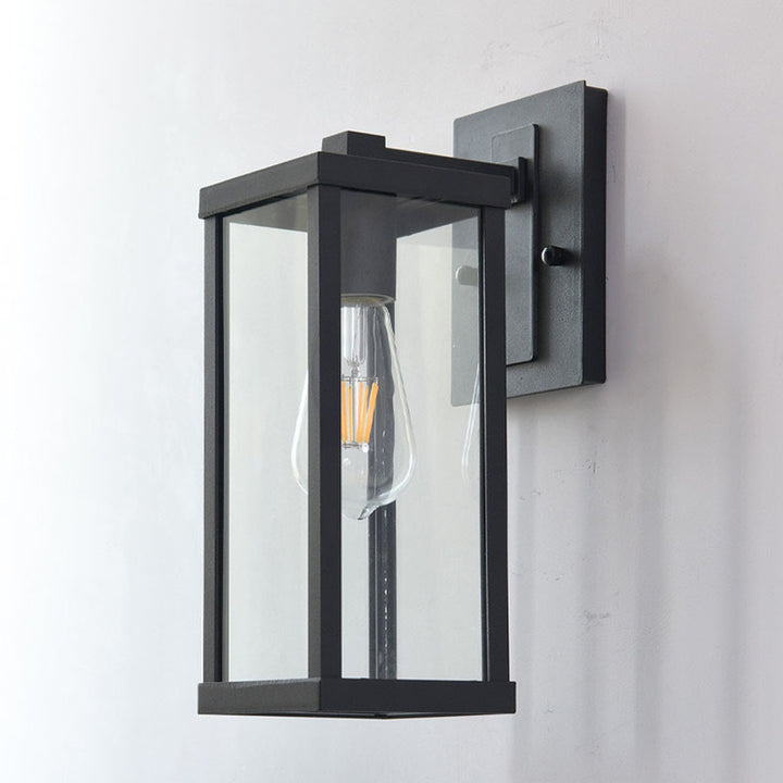 Lámpara Aplique de Pared de Hierro y Vidrio Rectangular Industrial Contemporáneo de 1 Luz para Entrada 