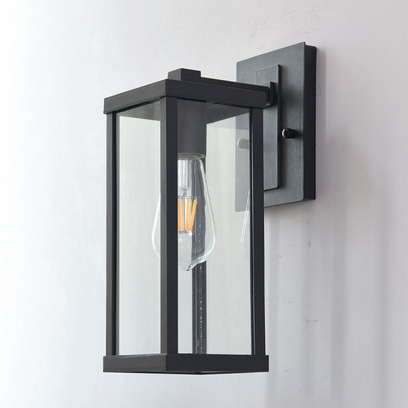 Contemporary Industrial Rectangular Iron Glass 1-Light Wall Sconce Lamp For Entryway