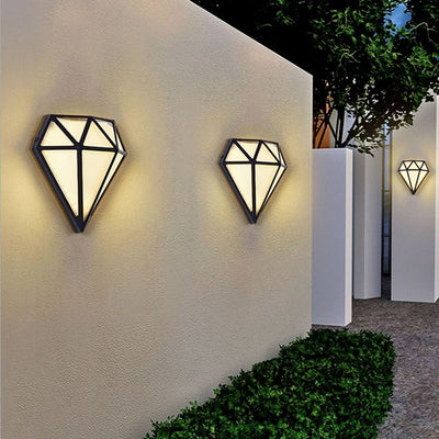 Modern Art Deco Waterproof Diamond Aluminum Acrylic LED Outdoor Wall Sconce Lamp For Garden