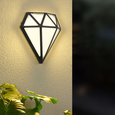 Modern Art Deco Waterproof Diamond Aluminum Acrylic LED Outdoor Wall Sconce Lamp For Garden
