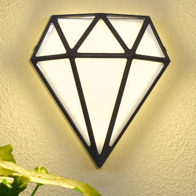 Modern Art Deco Waterproof Diamond Aluminum Acrylic LED Outdoor Wall Sconce Lamp For Garden