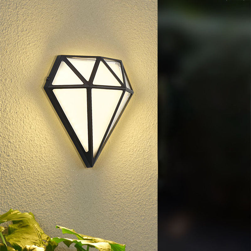Modern Art Deco Waterproof Diamond Aluminum Acrylic LED Outdoor Wall Sconce Lamp For Garden
