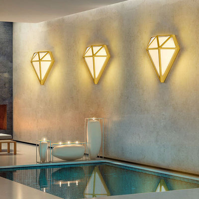 Modern Art Deco Waterproof Diamond Aluminum Acrylic LED Outdoor Wall Sconce Lamp For Garden