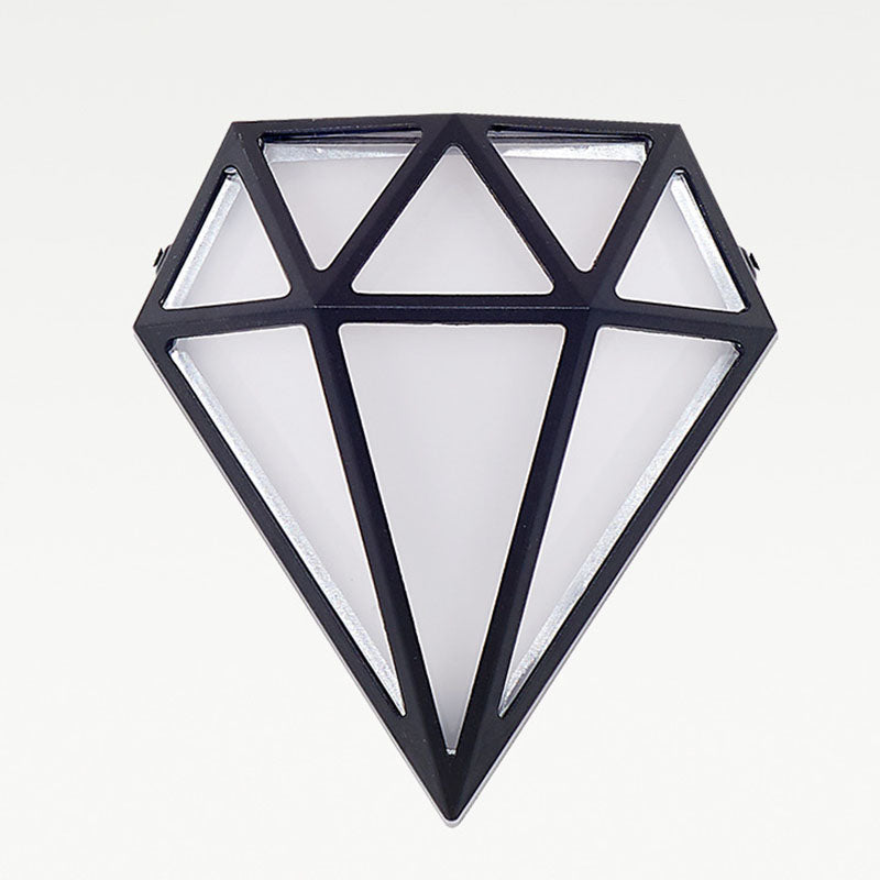 Modern Art Deco Waterproof Diamond Aluminum Acrylic LED Outdoor Wall Sconce Lamp For Garden