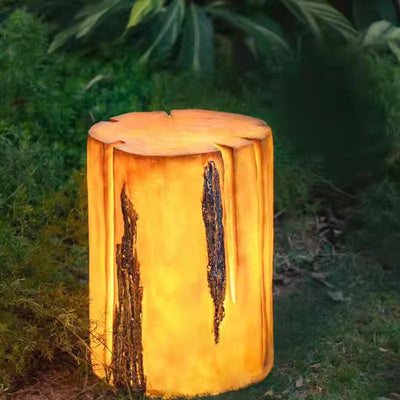 Traditional Rustic Waterproof Solar Tree Stump Resin & FRP LED Outdoor Light Landscape Lighting For Garden