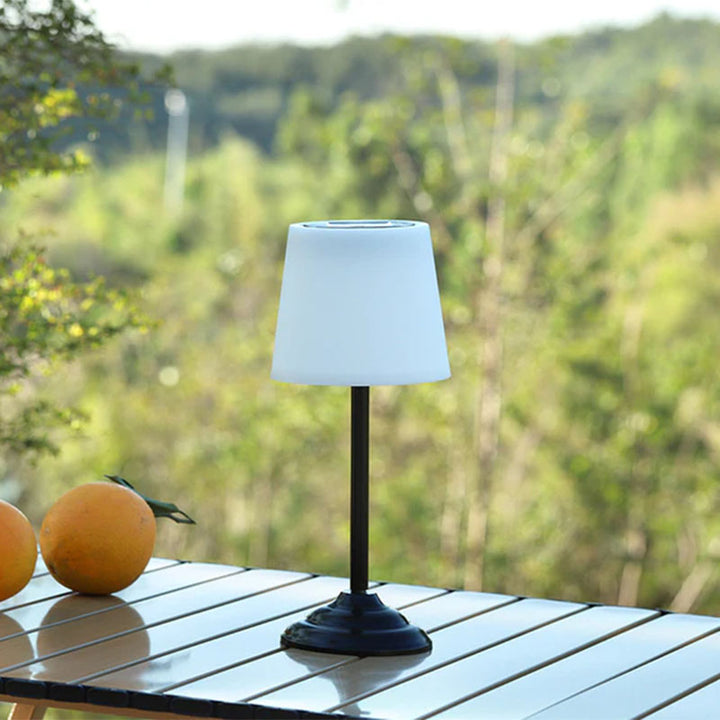 Lámpara de mesa exterior LED redonda de hierro PP solar impermeable nórdica contemporánea para jardín 