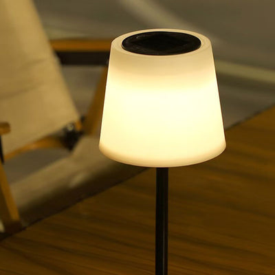 Contemporary Nordic Waterproof Solar Round Iron PP LED Outdoor Table Lamp For Garden