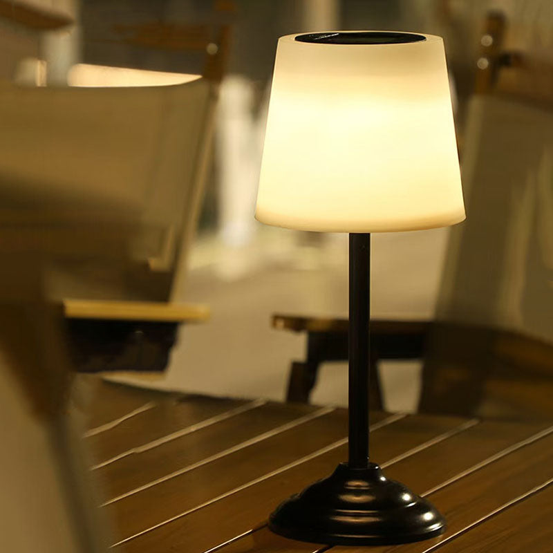 Contemporary Nordic Waterproof Solar Round Iron PP LED Outdoor Table Lamp For Garden