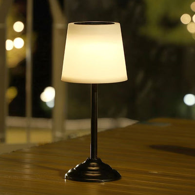 Contemporary Nordic Waterproof Solar Round Iron PP LED Outdoor Table Lamp For Garden