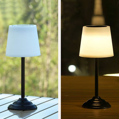Contemporary Nordic Waterproof Solar Round Iron PP LED Outdoor Table Lamp For Garden