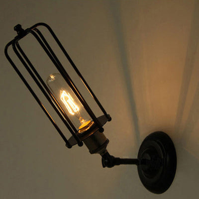 Contemporary Industrial Rotatable Hollow Cylindrical Iron 1-Light Wall Sconce Lamp For Bedroom