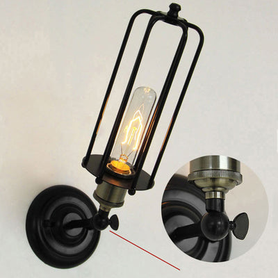 Contemporary Industrial Rotatable Hollow Cylindrical Iron 1-Light Wall Sconce Lamp For Bedroom