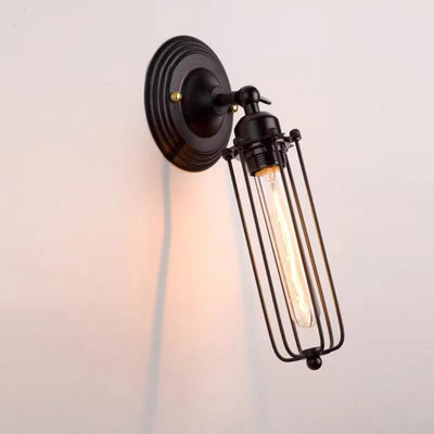 Contemporary Industrial Rotatable Hollow Cylindrical Iron 1-Light Wall Sconce Lamp For Bedroom