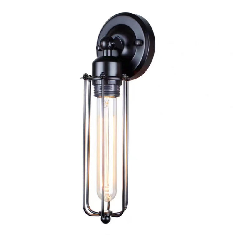 Contemporary Industrial Rotatable Hollow Cylindrical Iron 1-Light Wall Sconce Lamp For Bedroom