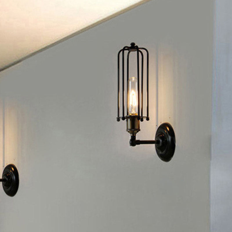 Contemporary Industrial Rotatable Hollow Cylindrical Iron 1-Light Wall Sconce Lamp For Bedroom