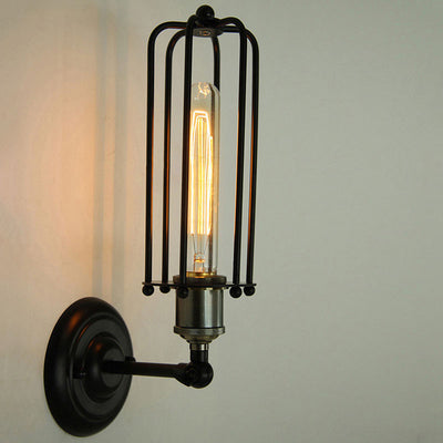 Contemporary Industrial Rotatable Hollow Cylindrical Iron 1-Light Wall Sconce Lamp For Bedroom