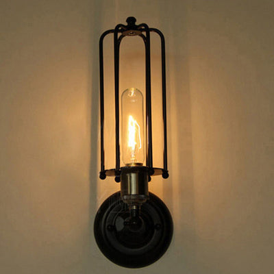 Contemporary Industrial Rotatable Hollow Cylindrical Iron 1-Light Wall Sconce Lamp For Bedroom