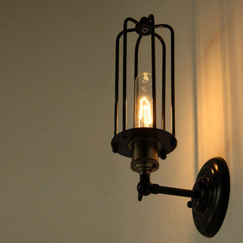 Contemporary Industrial Rotatable Hollow Cylindrical Iron 1-Light Wall Sconce Lamp For Bedroom