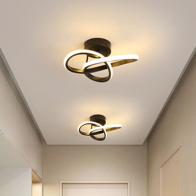 Modern Simplicity Geometric Aluminum Iron Silicone LED Semi-Flush Mount Ceiling Light For Hallway