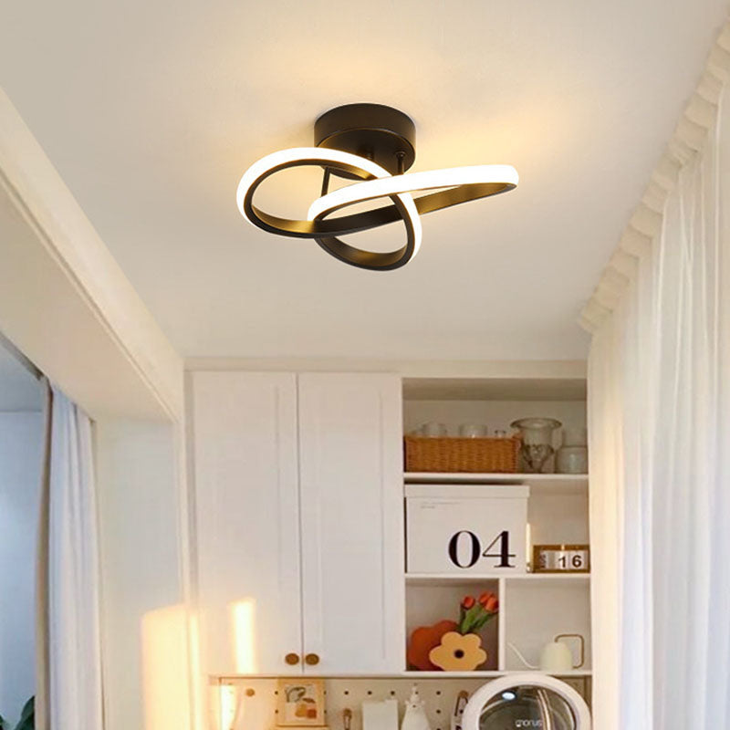 Modern Simplicity Geometric Aluminum Iron Silicone LED Semi-Flush Mount Ceiling Light For Hallway