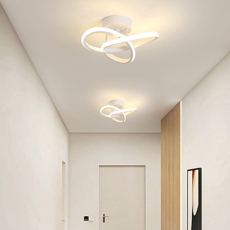 Modern Simplicity Geometric Aluminum Iron Silicone LED Semi-Flush Mount Ceiling Light For Hallway