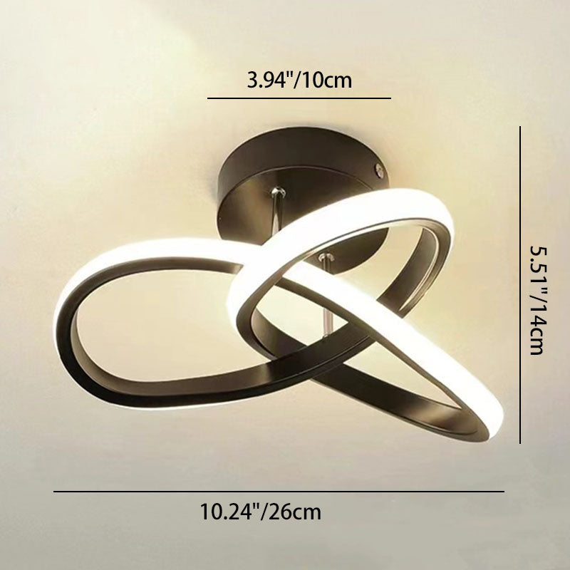 Modern Simplicity Geometric Aluminum Iron Silicone LED Semi-Flush Mount Ceiling Light For Hallway