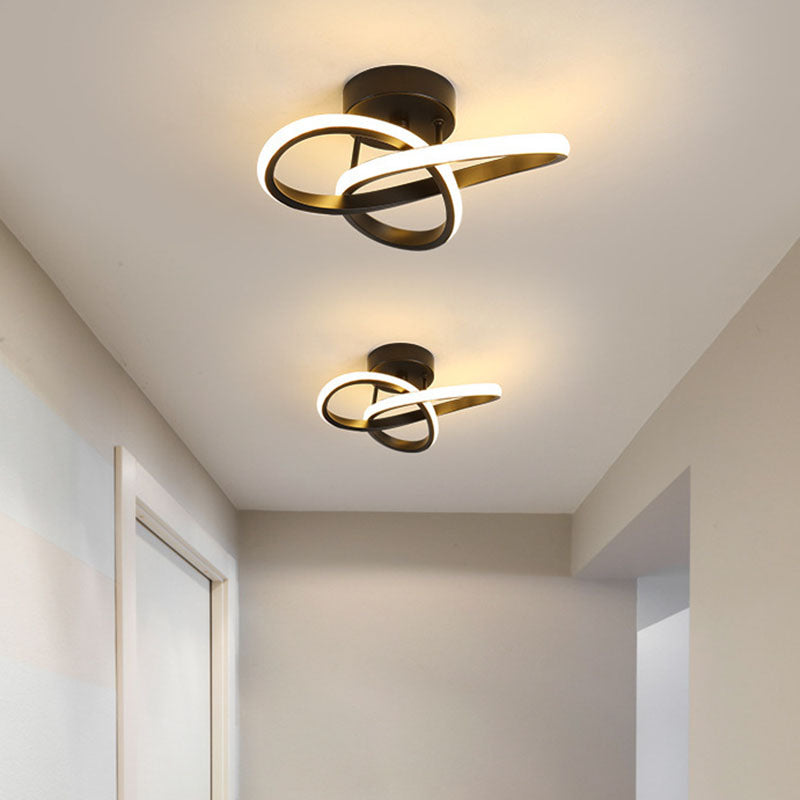 Modern Simplicity Geometric Aluminum Iron Silicone LED Semi-Flush Mount Ceiling Light For Hallway