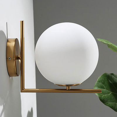 Contemporary Nordic Round Metal Glass 1-Light Wall Sconce Lamp For Hallway