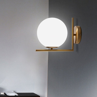 Contemporary Nordic Round Metal Glass 1-Light Wall Sconce Lamp For Hallway