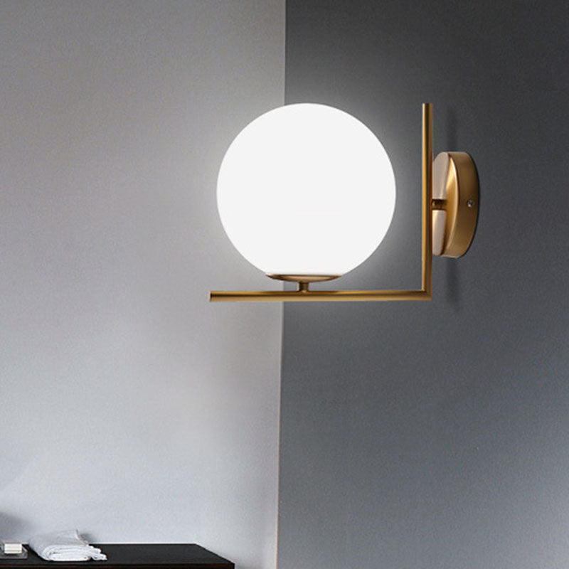 Contemporary Nordic Round Metal Glass 1-Light Wall Sconce Lamp For Hallway
