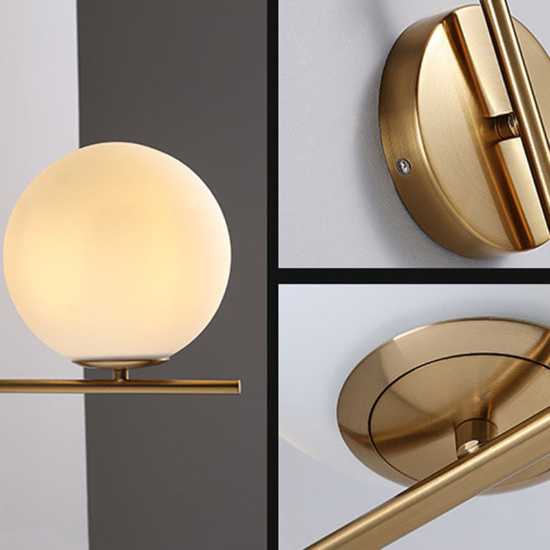 Contemporary Nordic Round Metal Glass 1-Light Wall Sconce Lamp For Hallway
