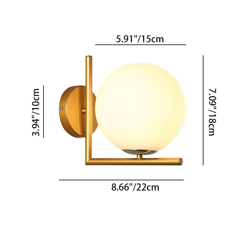 Contemporary Nordic Round Metal Glass 1-Light Wall Sconce Lamp For Hallway