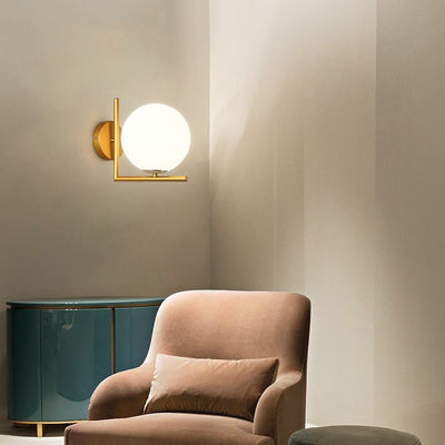 Contemporary Nordic Round Metal Glass 1-Light Wall Sconce Lamp For Hallway
