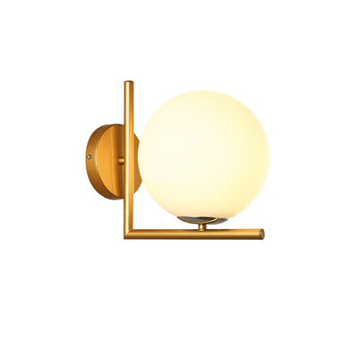 Contemporary Nordic Round Metal Glass 1-Light Wall Sconce Lamp For Hallway