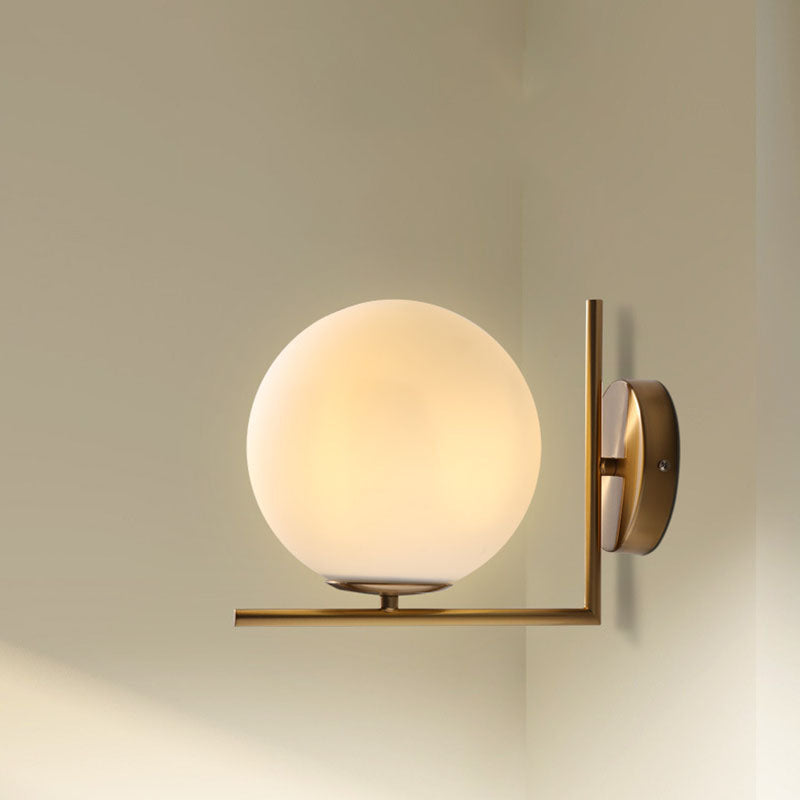 Contemporary Nordic Round Metal Glass 1-Light Wall Sconce Lamp For Hallway