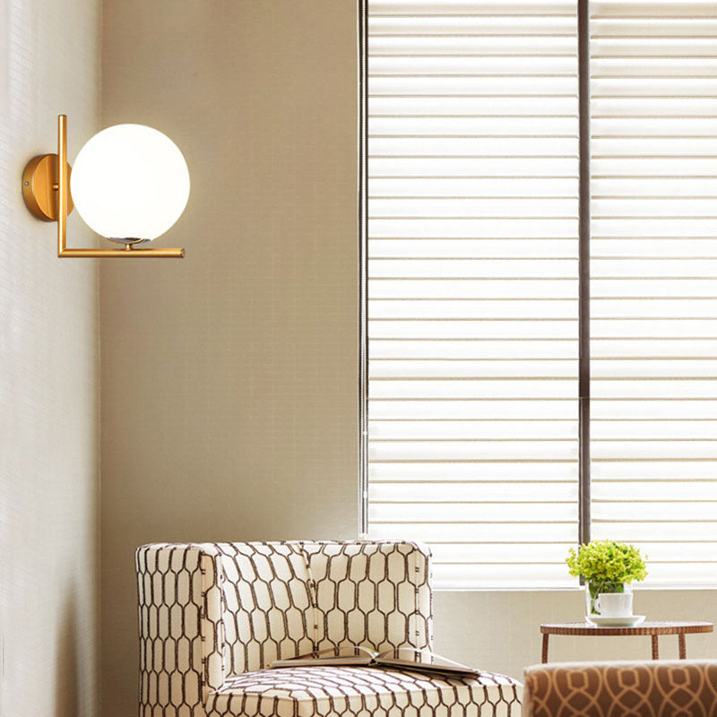 Contemporary Nordic Round Metal Glass 1-Light Wall Sconce Lamp For Hallway