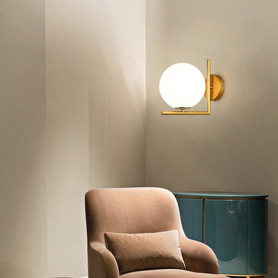 Contemporary Nordic Round Metal Glass 1-Light Wall Sconce Lamp For Hallway