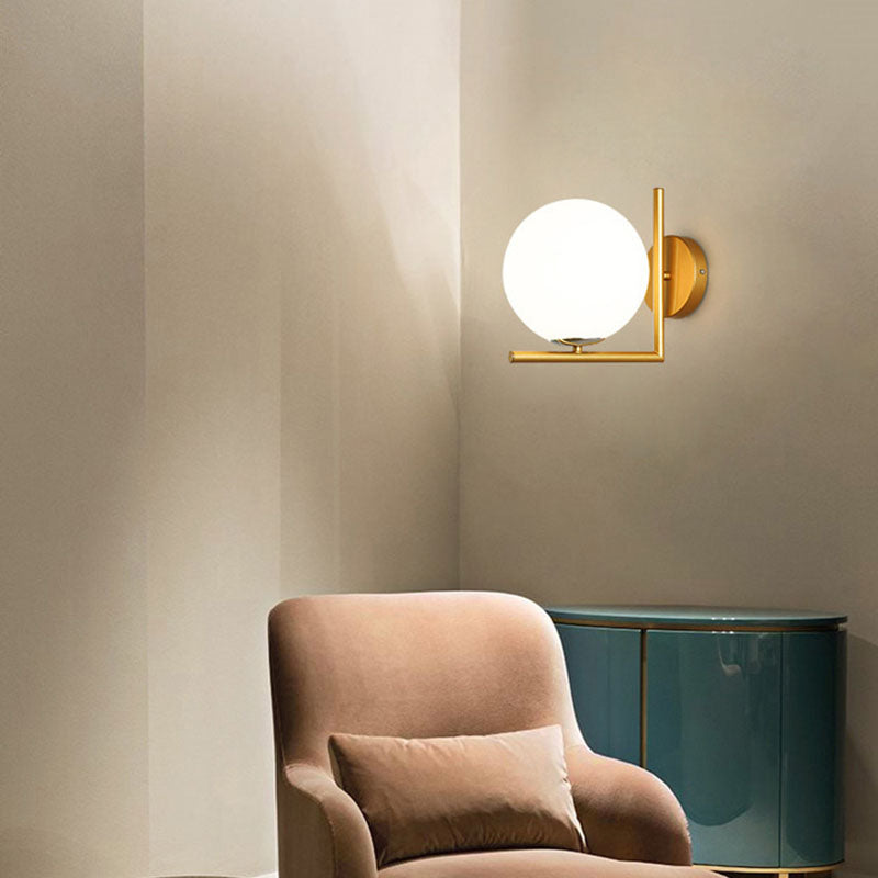 Contemporary Nordic Round Metal Glass 1-Light Wall Sconce Lamp For Hallway