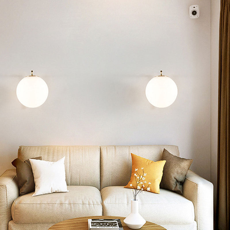 Contemporary Nordic Round Metal Glass 1-Light Wall Sconce Lamp For Hallway