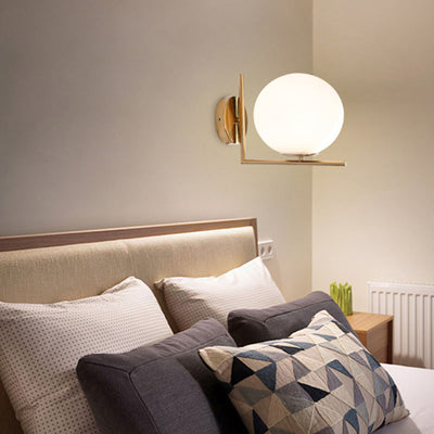 Contemporary Nordic Round Metal Glass 1-Light Wall Sconce Lamp For Hallway
