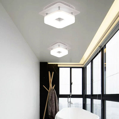 Traditional Chinese Square Iron Acrylic LED Semi-Flush Mount Ceiling Light For Entryway