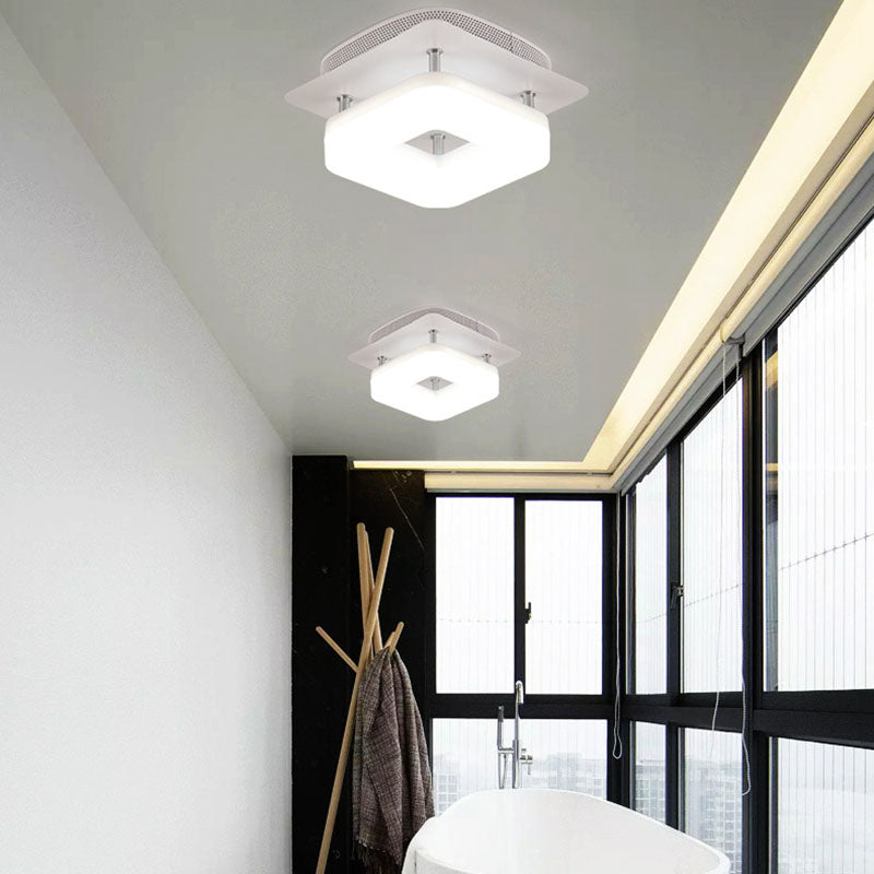 Traditional Chinese Square Iron Acrylic LED Semi-Flush Mount Ceiling Light For Entryway
