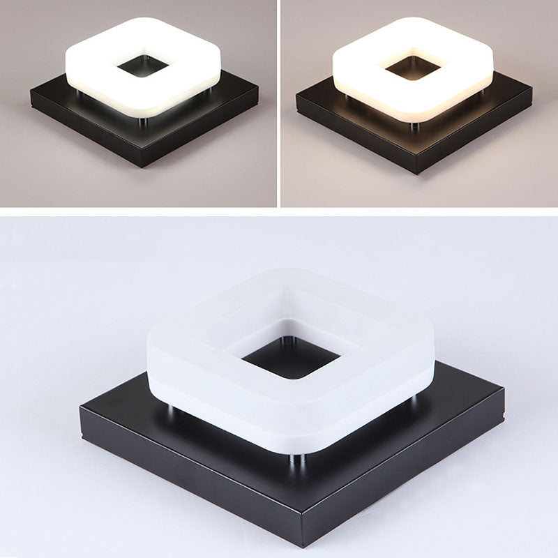 Traditional Chinese Square Iron Acrylic LED Semi-Flush Mount Ceiling Light For Entryway
