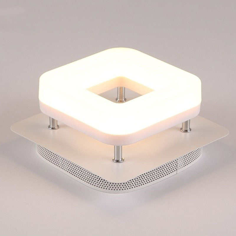 Traditional Chinese Square Iron Acrylic LED Semi-Flush Mount Ceiling Light For Entryway