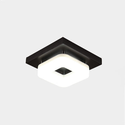 Traditional Chinese Square Iron Acrylic LED Semi-Flush Mount Ceiling Light For Entryway