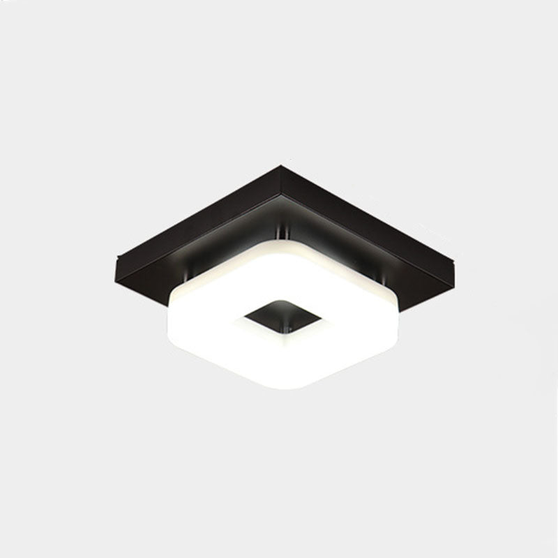 Traditional Chinese Square Iron Acrylic LED Semi-Flush Mount Ceiling Light For Entryway