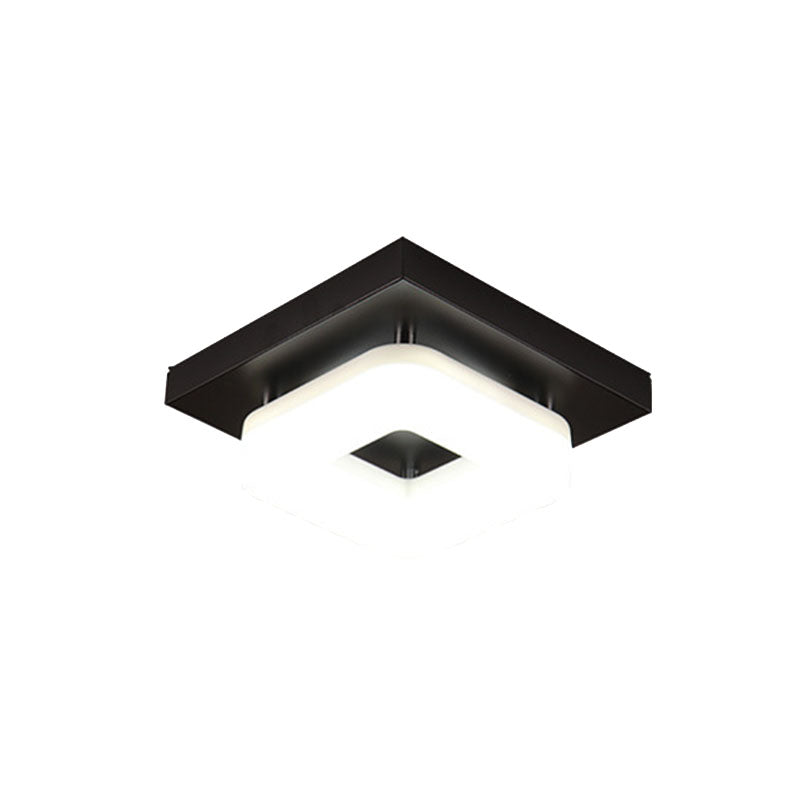 Traditional Chinese Square Iron Acrylic LED Semi-Flush Mount Ceiling Light For Entryway